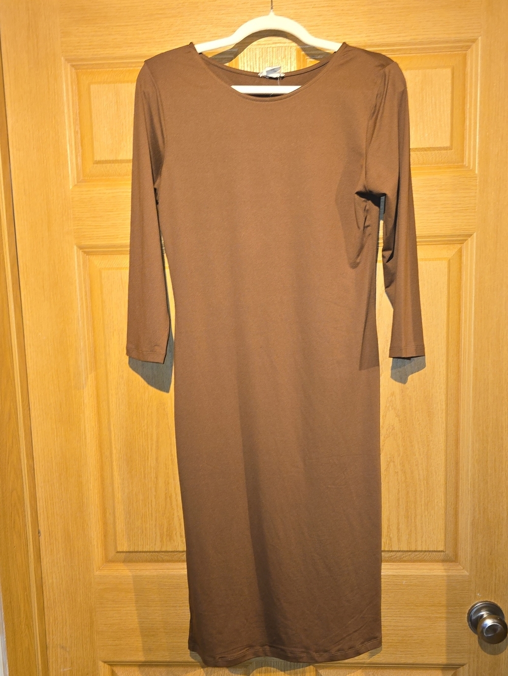 Yelete Brown Long Sleeve Midi Dress